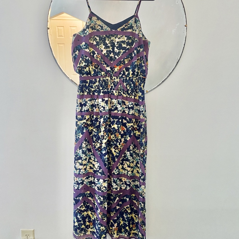 Floral and geometric maxi strappy dress